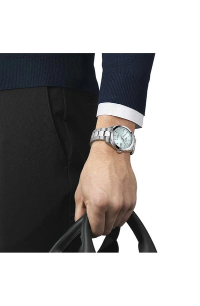 Shop Tissot T-classic Gentleman Powermatic Bracelet Watch, 40mm In Silver/ Ice Blue