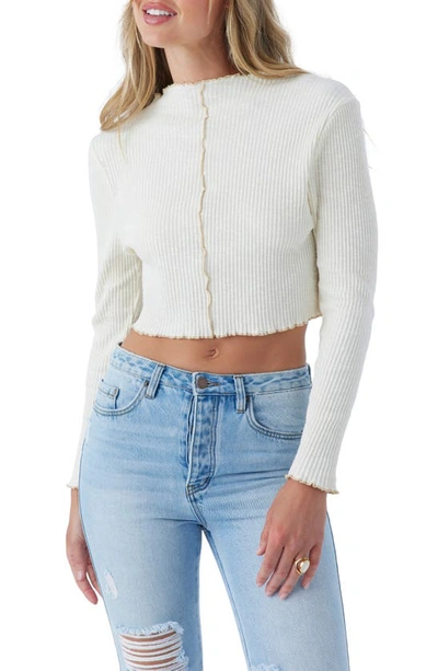 Shop O'neill Lakey Rib Knit Crop Top In Winter White