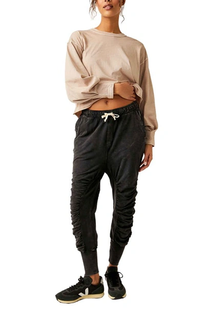 Shop Fp Movement Rematch Tapered Leg Drawstring Pants In Black