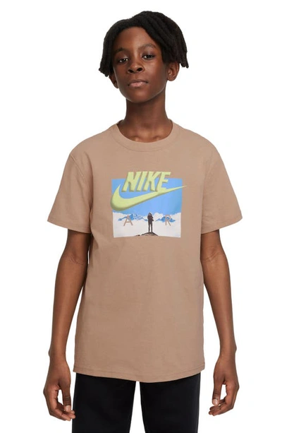 Shop Nike Kids' Sportswear Cotton Graphic T-shirt In Hemp