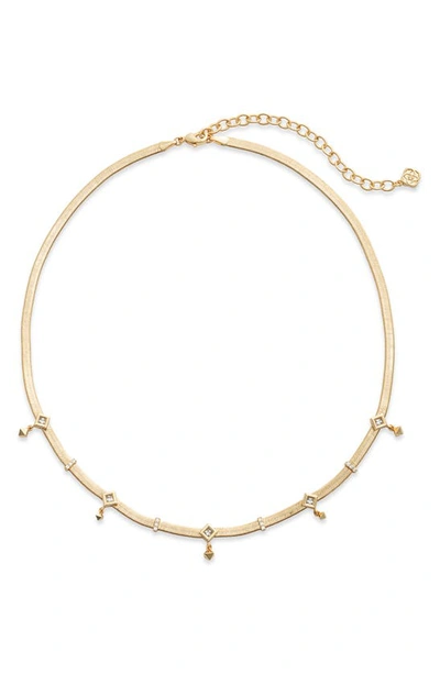 Shop Kendra Scott Gracie Crystal Station Snake Chain Necklace In Gold White