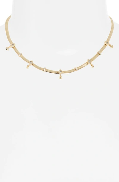 Shop Kendra Scott Gracie Crystal Station Snake Chain Necklace In Gold White