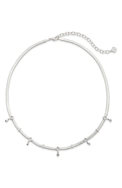Shop Kendra Scott Gracie Crystal Station Snake Chain Necklace In Silver White