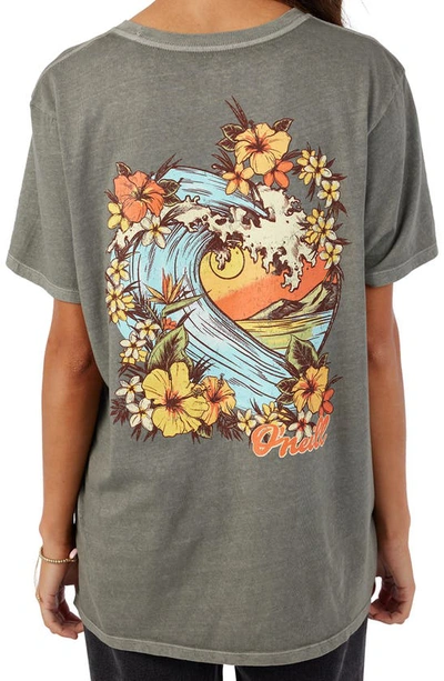 Shop O'neill Current Oversize Cotton Graphic T-shirt In Smoked Pearl