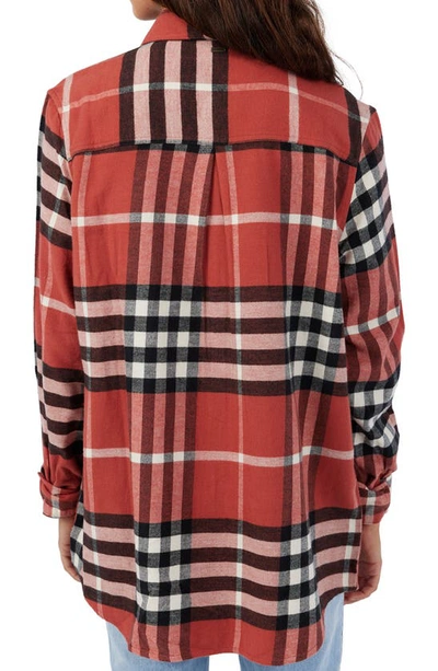 Shop O'neill Brooks Oversize Plaid Cotton Flannel Button-up Shirt In Dusty Cedar