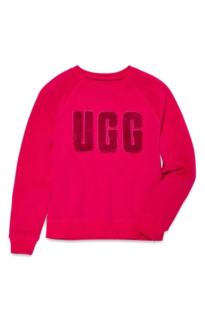 Shop Ugg Collection Madeline Fuzzy Logo Graphic Sweatshirt In Cerise / Garnet