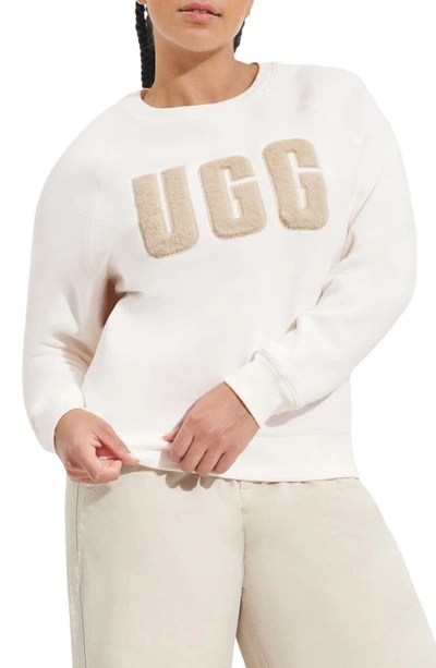 Shop Ugg Collection Madeline Fuzzy Logo Graphic Sweatshirt In Nimbus / Sand