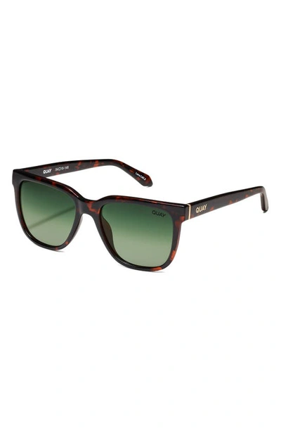Shop Quay Wired 54mm Polarized Square Sunglasses In Dark Tortoise / Green Polar