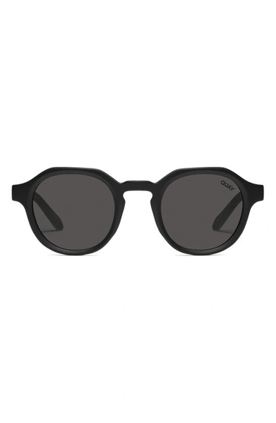 Shop Quay Another Round 48mm Polarized Round Sunglasses In Matte Black / Black Polarized