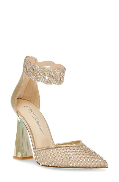 Shop Betsey Johnson Jad Pointed Toe Pump In Gold