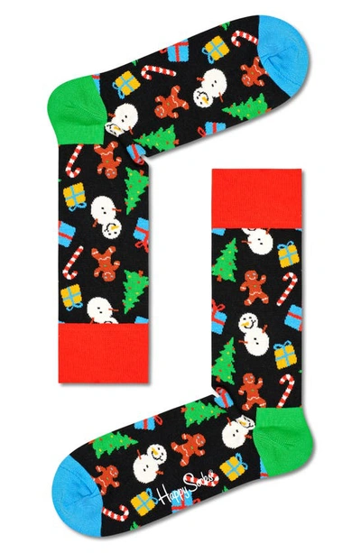 Happy Socks Assorted 2-pack Big Dot Snowman Crew Socks Gift Set In Red