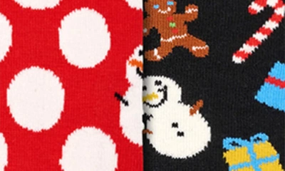 Shop Happy Socks Assorted 2-pack Big Dot Snowman Crew Socks Gift Set In Red