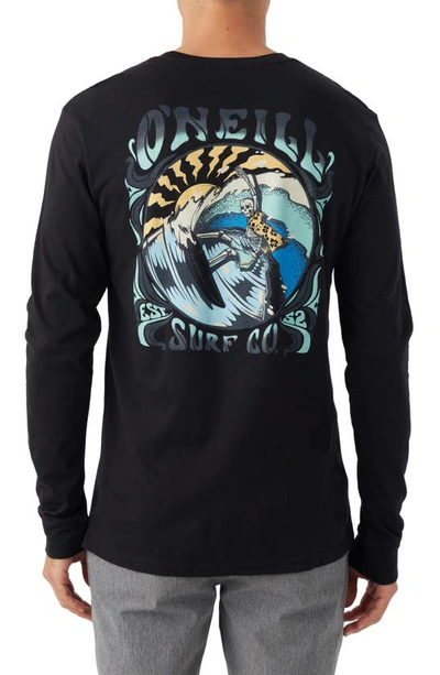Shop O'neill Skin And Bones Long Sleeve Graphic T-shirt In Black