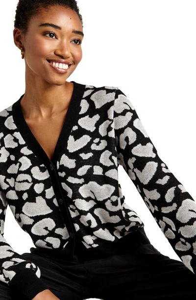 Shop Splendid Leopard Pattern Cardigan In Black Mix