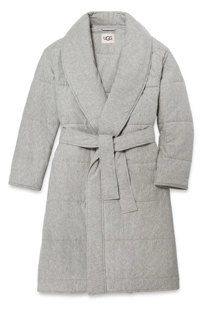 Shop Ugg Quade Quilted Cotton Robe In Grey Heather