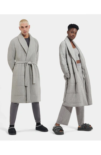 Shop Ugg Quade Quilted Cotton Robe In Grey Heather