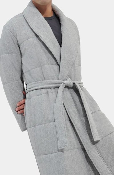 Shop Ugg Quade Quilted Cotton Robe In Grey Heather