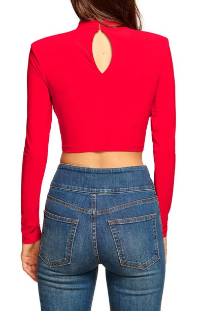 Shop Ramy Brook Jolie Ruched Mock Neck Crop Top In Soiree Red