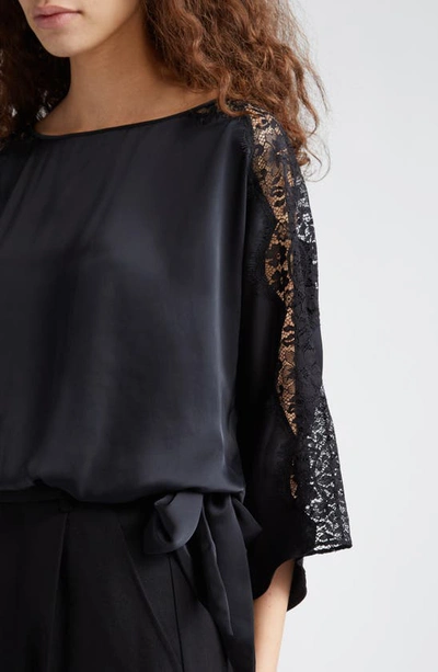 Shop Ramy Brook Alessia Satin & Lace Top In Black