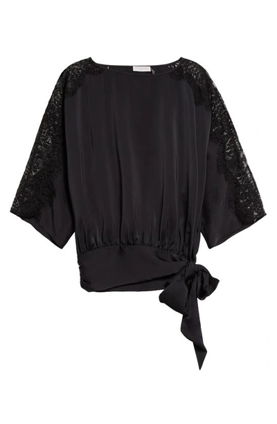 Shop Ramy Brook Alessia Satin & Lace Top In Black