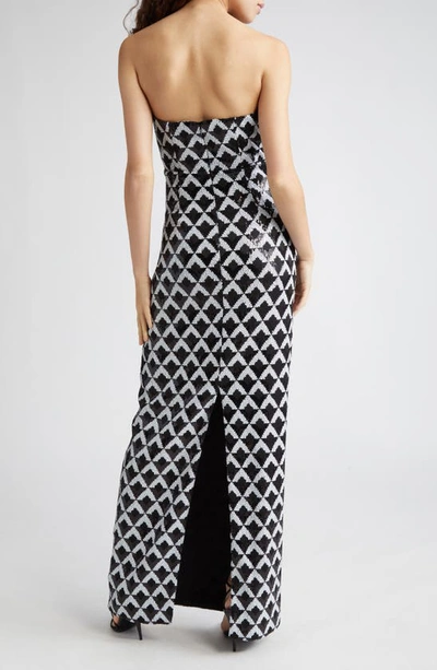 Shop Ramy Brook Ramona Strapless Sequin Gown In Black Checkmate