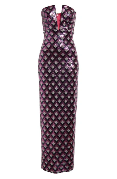 Shop Ramy Brook Ramona Strapless Sequin Gown In Pink Orchid Checkmate