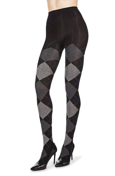 Memoi Argyle Sweater Tights In Dark Gray Heather