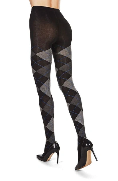 Memoi Argyle Sweater Tights In Dark Gray Heather