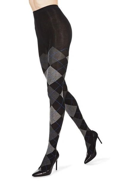Memoi Argyle Sweater Tights In Dark Gray Heather