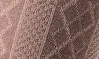 Memoi Women's Crossing Diamond Patterned Sweater Tights Mo-389 In Lt Taupe Heather