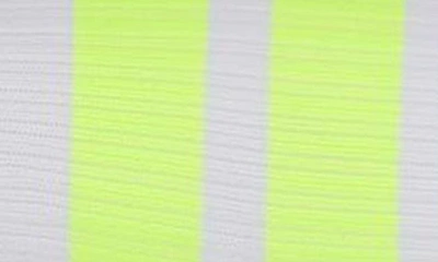 Memoi Retro Stripe Performance Knee High Compression Socks In White-neon Yellow
