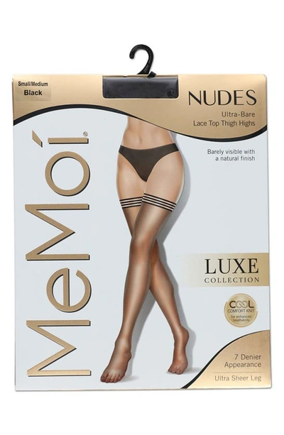 Memoi Women's Backseam Fishnet Thigh High Stockings In Black