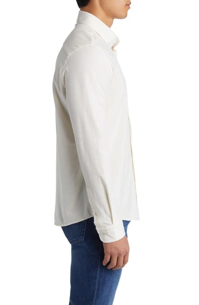 Shop Stone Rose Slub Knit Button-up Shirt In Off White
