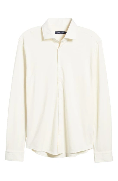 Shop Stone Rose Slub Knit Button-up Shirt In Off White