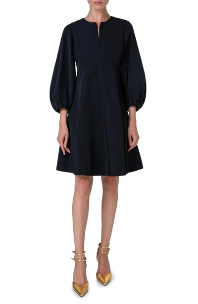 Shop Akris Punto Balloon Sleeve Crepe A-line Dress In Black