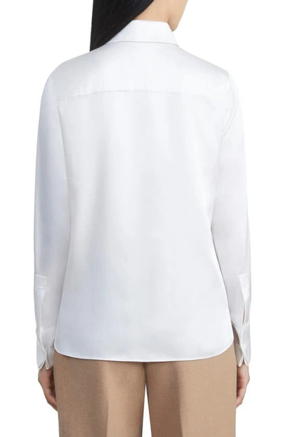 Shop Lafayette 148 French Cuff Silk Button-up Blouse In Cloud