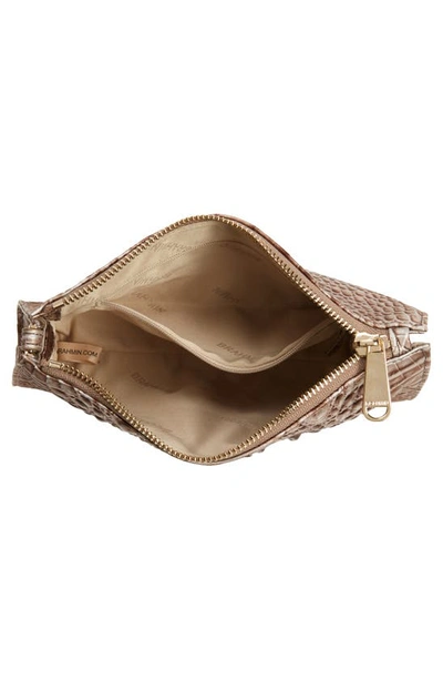 Shop Brahmin Daisy Croc Embossed Leather Wristlet In Silver Lining