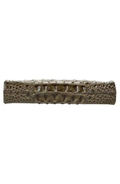 Shop Brahmin Daisy Croc Embossed Leather Wristlet In Hunter