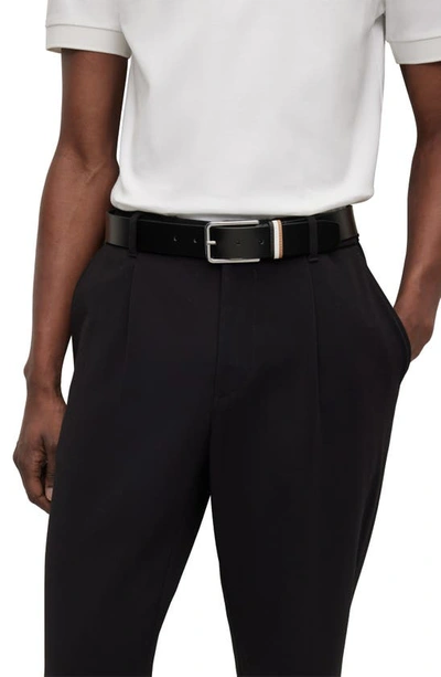 Shop Hugo Boss Calis Leather Belt With Stripe Keeper Loop In Black