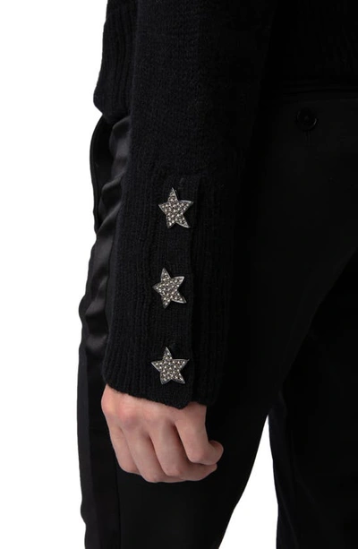 Shop Zadig & Voltaire Rhinestone Star Detail Cashmere & Wool Sweater In Black