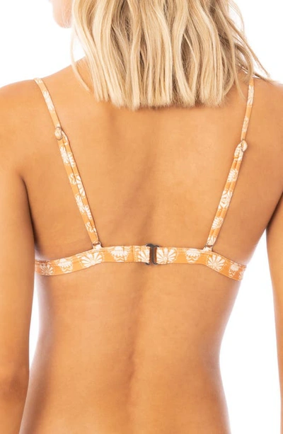 Shop Maaji Ivy Reversible Batik Stamp & Floral Triangle Bikini Top In Orange