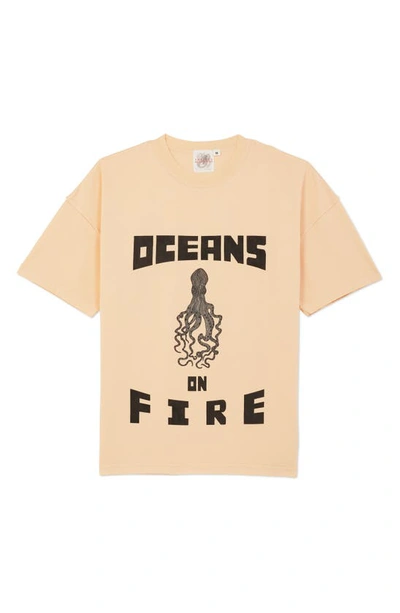 Shop The Rad Black Oceans On Fire Graphic T-shirt In Brown
