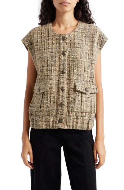 Shop L Agence Uma Wool Blend Tweed Vest In Camel Tweed