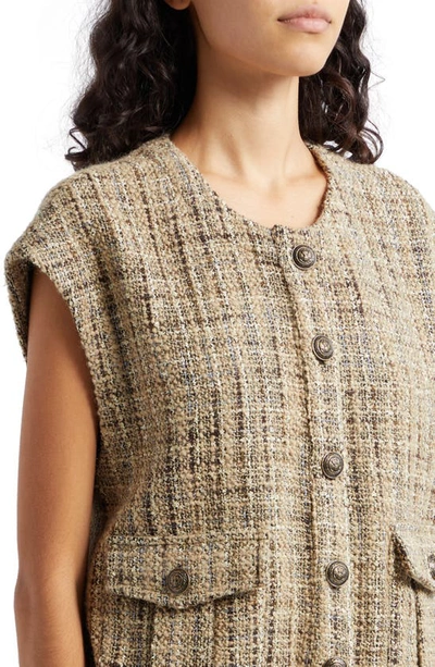 Shop L Agence Uma Wool Blend Tweed Vest In Camel Tweed