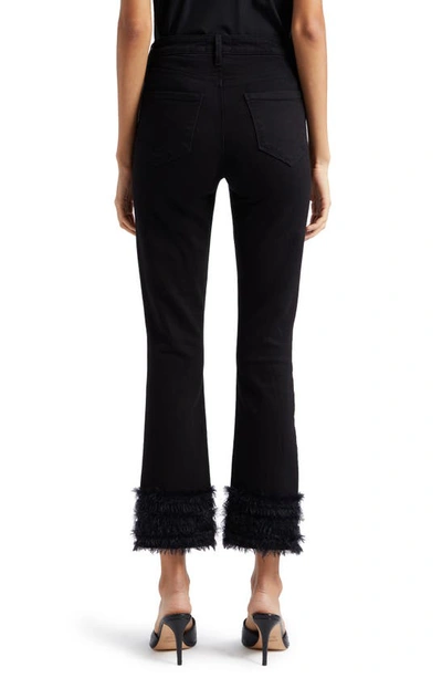 Shop L Agence Tati Feather Trim Crop Jeans In Saturated Black