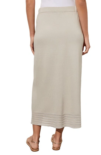 Shop Ming Wang Stripe Hem A-line Knit Skirt In Limestone