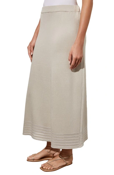 Shop Ming Wang Stripe Hem A-line Knit Skirt In Limestone