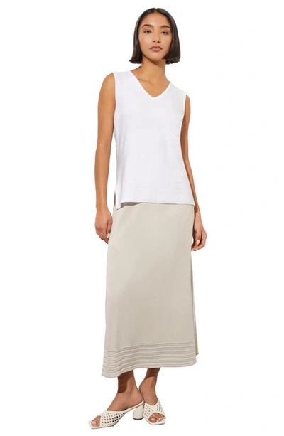 Shop Ming Wang Stripe Hem A-line Knit Skirt In Limestone