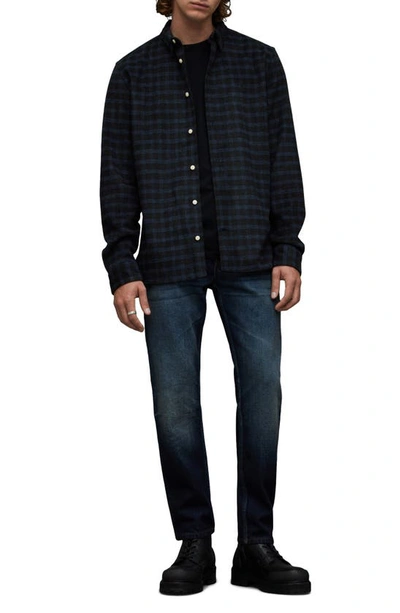 Shop Allsaints Volans Relaxed Fit Check Flannel Long Sleeve Button-up Shirt In Jet Black
