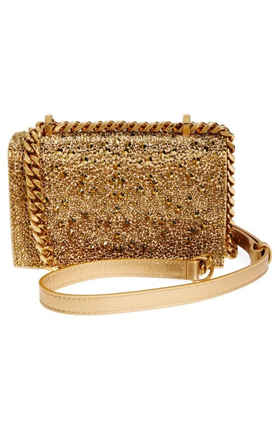 Shop Alexander Mcqueen Mini Jeweled Crystal Embellished Leather Satchel In Gold